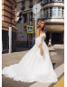 Off Shoulder White Lace Sparkle Wedding Dress